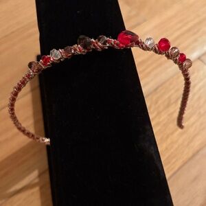 Chic Red and Silver Beaded Headband